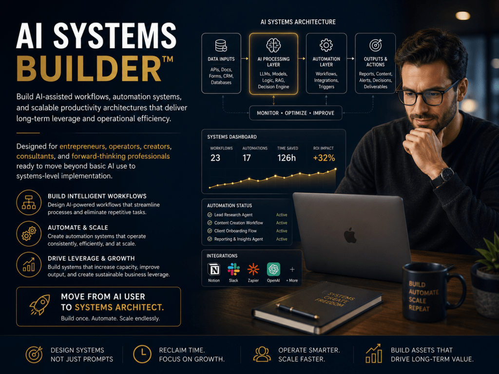 AI systems builder promotional layout